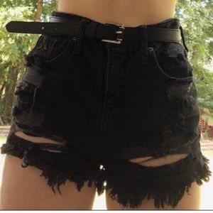 Black jean shorts